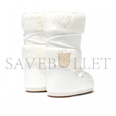 MOON BOOT ICON WHITE FAUX-FUR BOOTS 14089000003